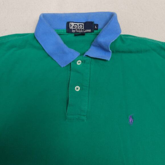 Polo by Ralph Lauren Casual Collared Short Sleeve Polo Shirt Mens Size L Green - Picture 1 of 9
